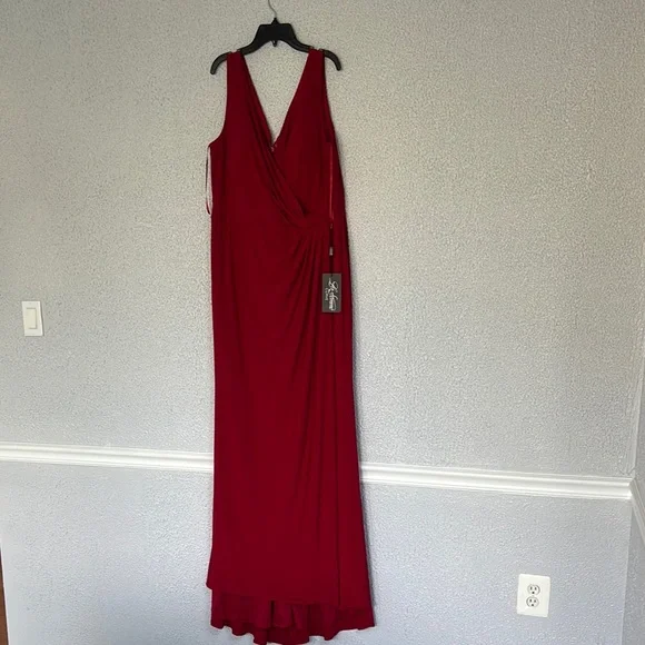 La Femme High Low Red Dress with side opening. Be the Lady In Red & Have Fun